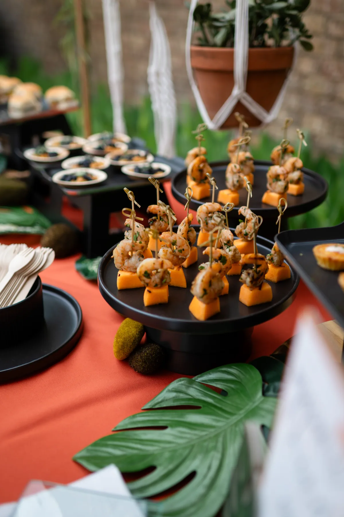 Elegant shrimp and butternut squash appetizer skewers by Nashville caterer A Catered Affair for corporate event