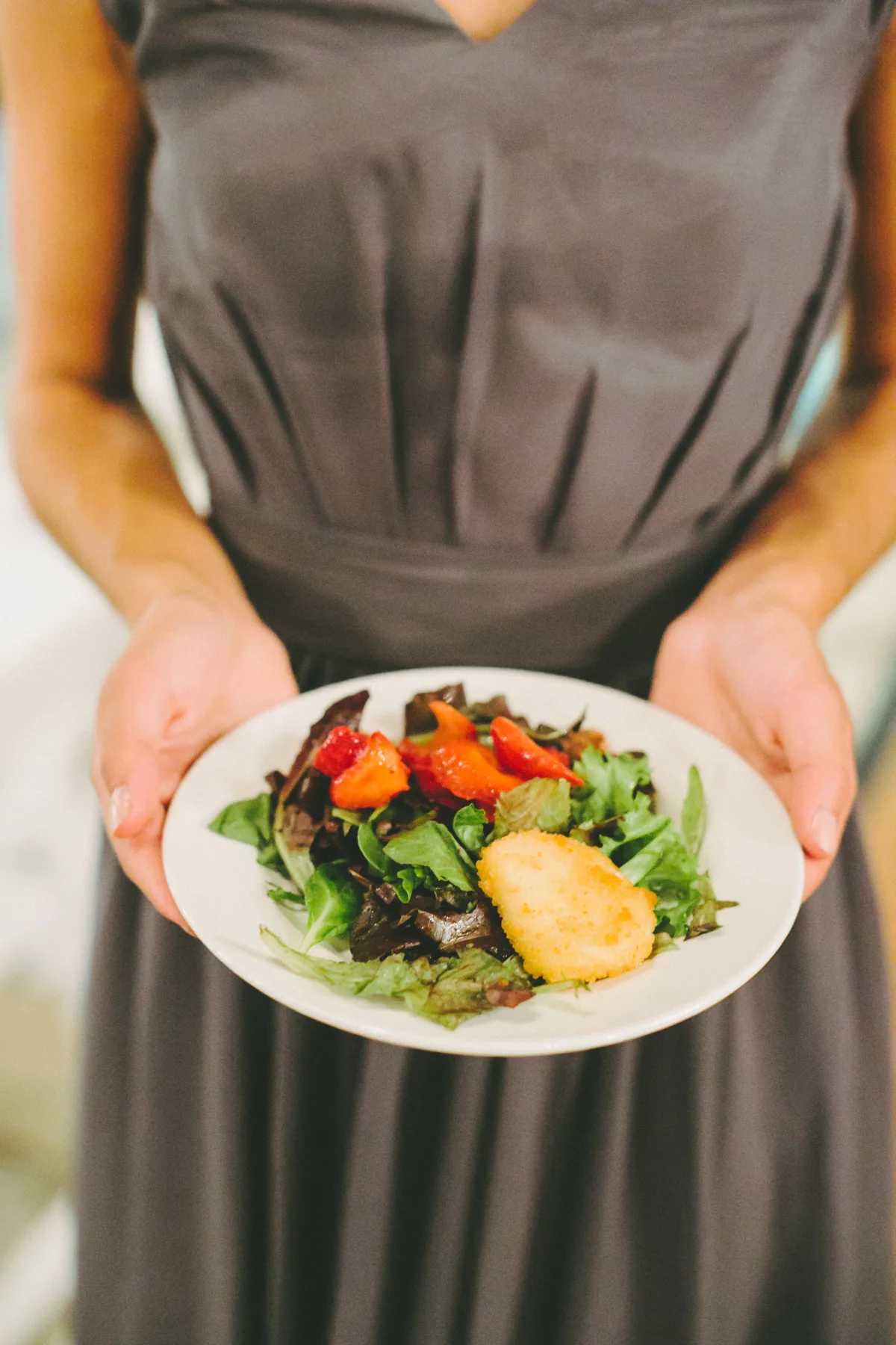 Fresh salad with roasted vegetables and artisanal cheese served by Nashville wedding caterer A Catered Affair
