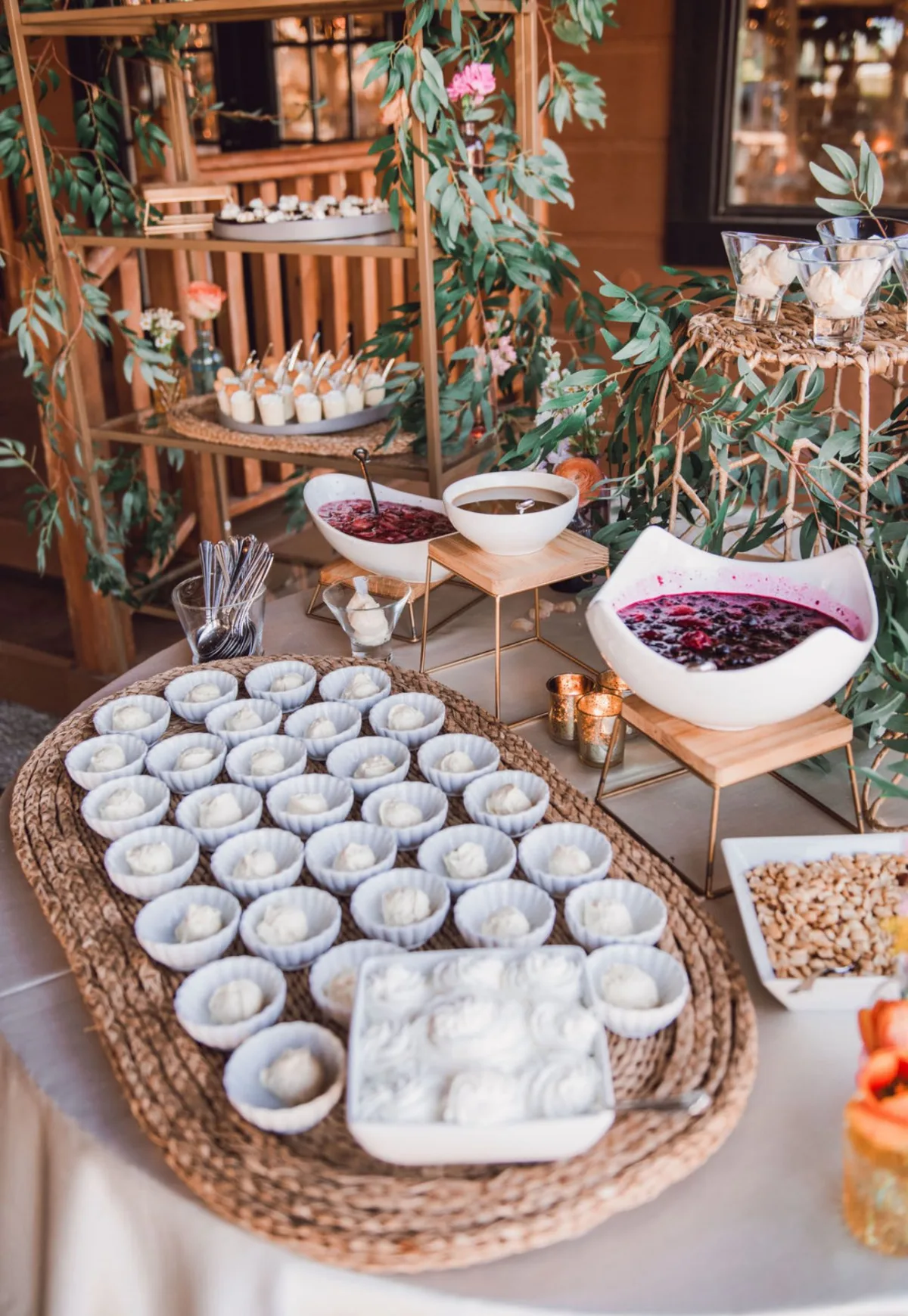 dessert table wedding catering a catered affair nashville - Desserts Elegant wedding dessert table with ice cream station and berry toppings by A Catered Affair Nashville wedding caterer